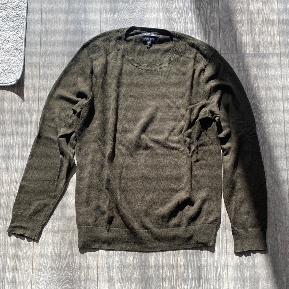 Marc Anthony - Men’s Cotton Blend Crewneck Sweater in Dark Olive Green - Size M